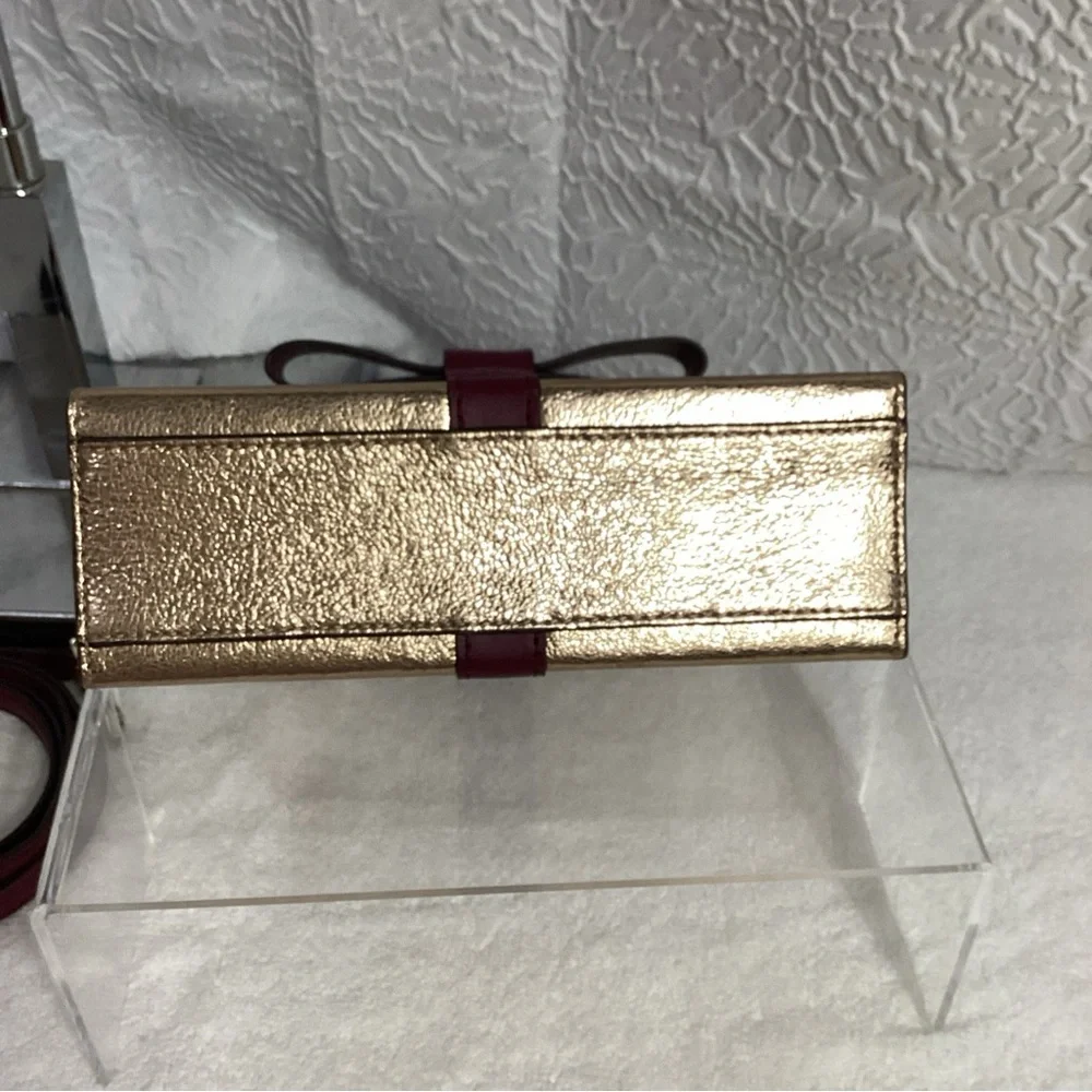Kate Spade Wrapping Party Rose Gold Gift Box Bow Leather Novelty Bag